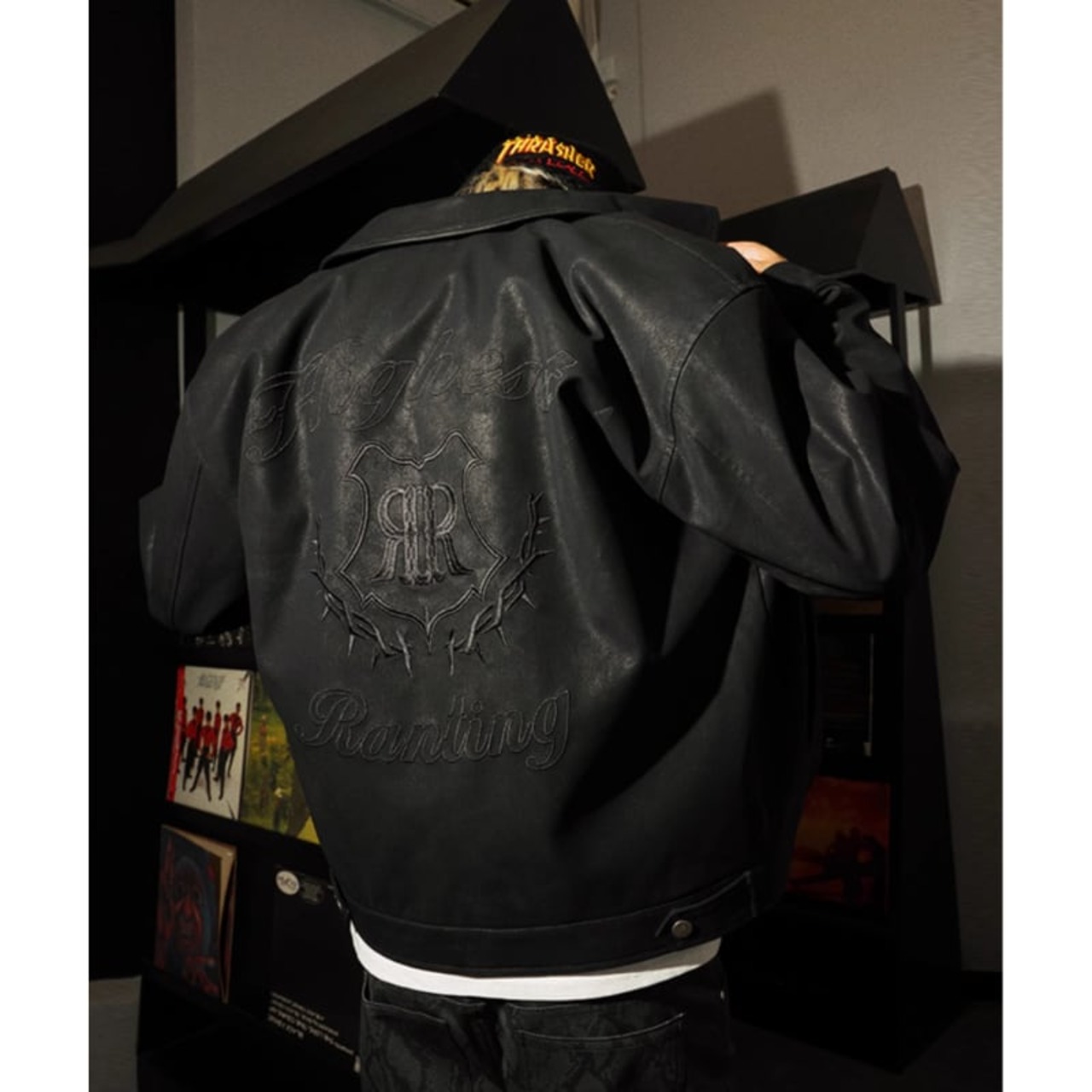 2COLOR/SOUTH embroidery logo velvet jacket - 3