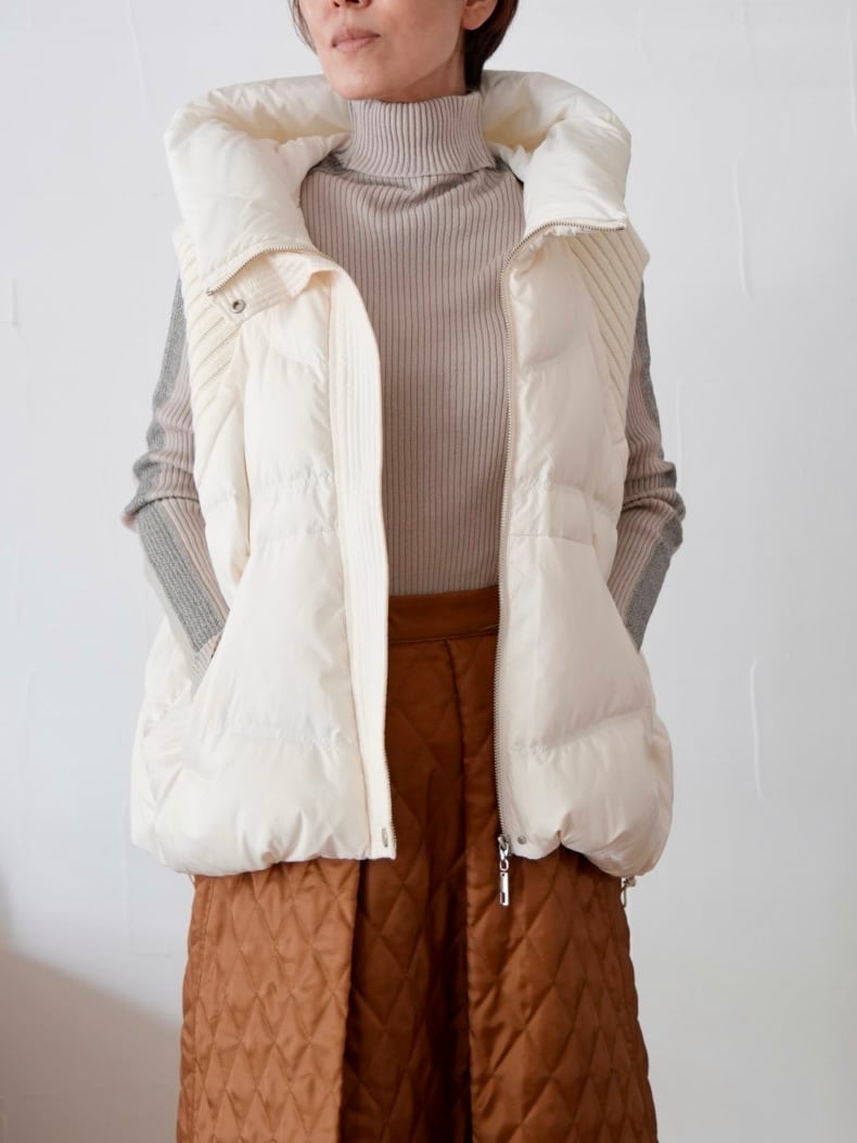 【SALE】294s. passione パシオーネ ニット切替ダウンベスト (ホワイト)