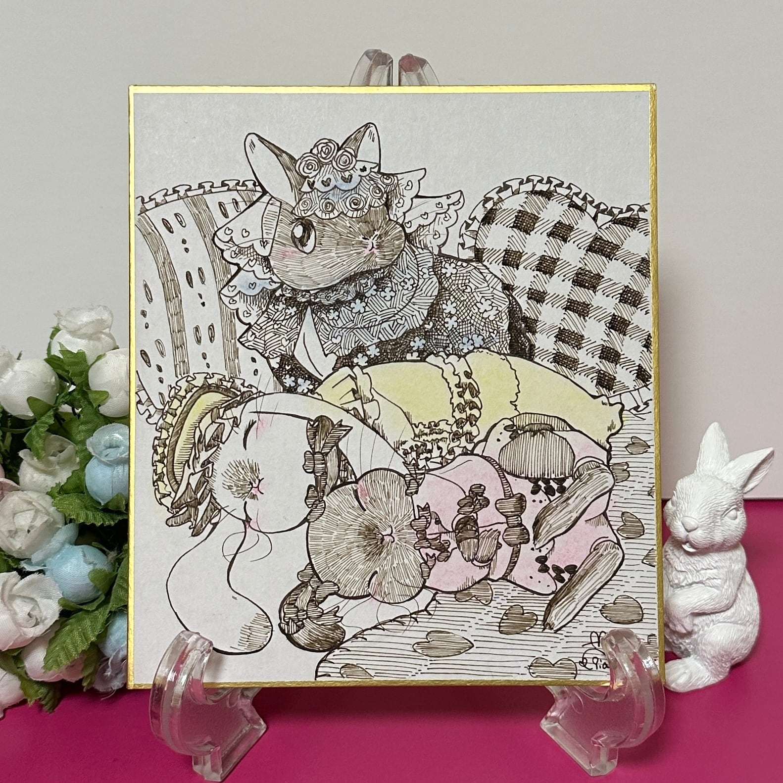 手描き色紙】かわいいうさぎたち | PAY ID