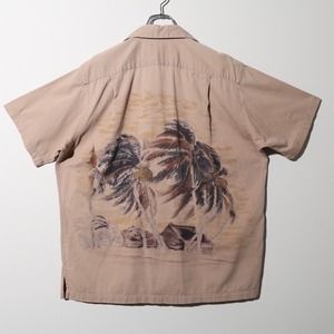 美品 L vintage camp 80s 90s ポロラルフローレン 半袖シャツ 染み込みプリント パームツリー