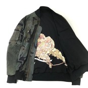 【bomber012】再構築ボンバー Tiger embroidery Military MIX BOMBER JACKET