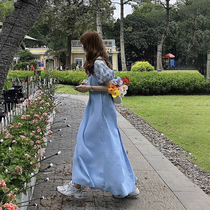 スタンダードスタイルルーズ薄手スカート ドレス サマーロング レトロ 夏物 萌量不足76335632043