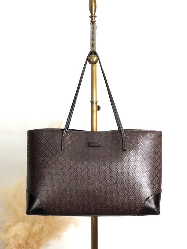 GUCCI グッチ ディアマンテ トートバッグ ブラウン レザー vintage ヴィンテージ オールド sjc4yu