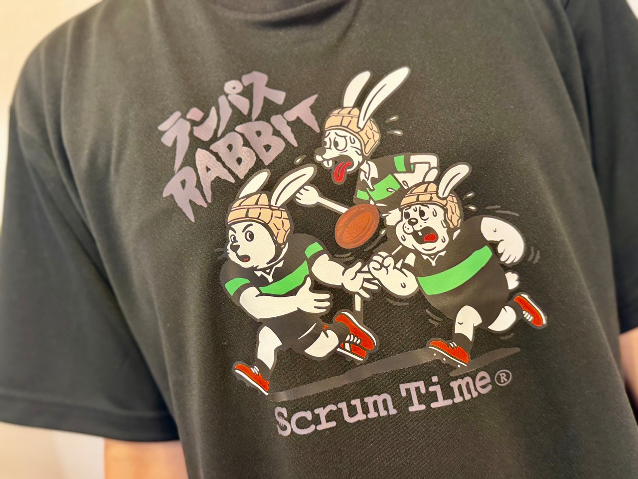 【再販】RUN PASS  RABBIT ドライTシャツ（ブラック）
