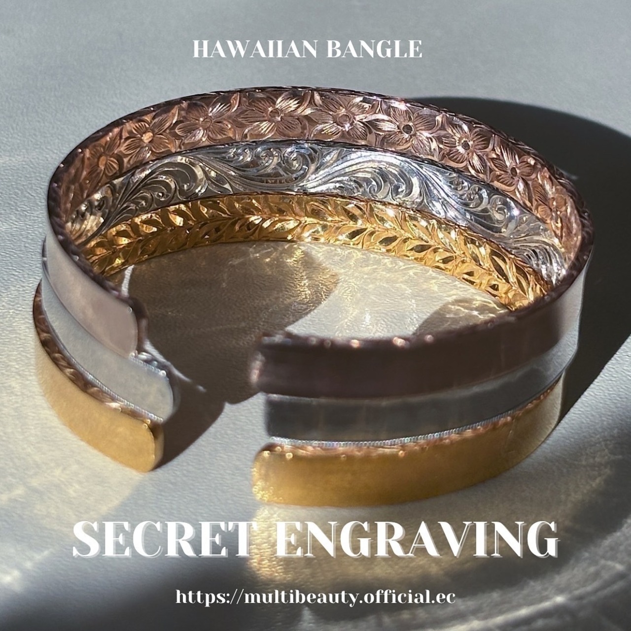 -シークレットエングレイビング-ハワイアンゴールドバングル(マイレ/6mm)