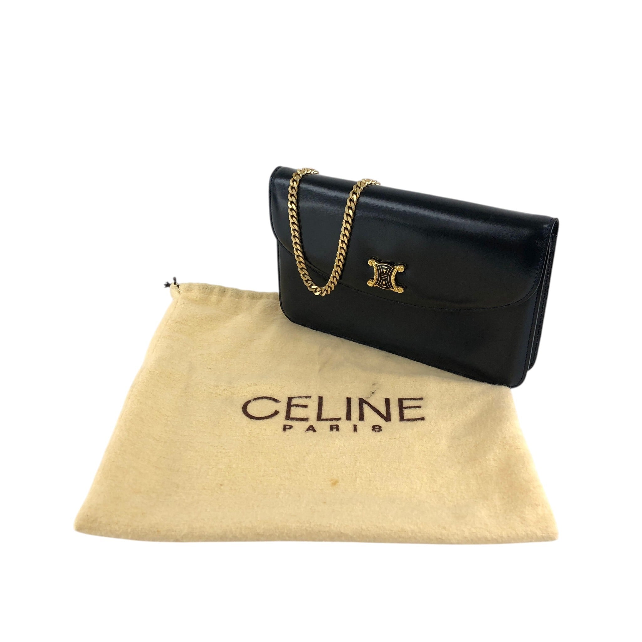 CELINE セリーヌ ショルダーバッグ ブラック トリオンフ レザー