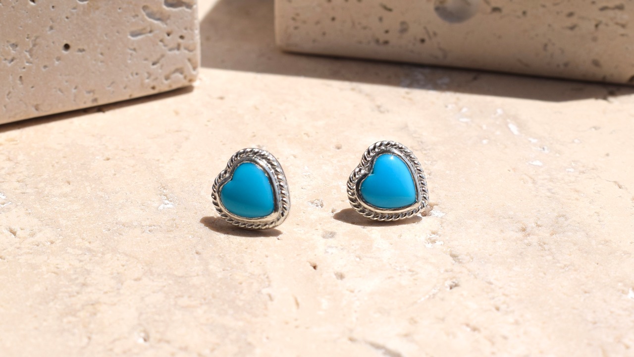 Sleeping Beauty heart turquoise pierce 《silver925》【受注製作】