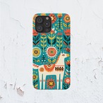 受注生産 iPhoneケース 白い馬と花の民芸装飾画｜フォークアート PSYF008A