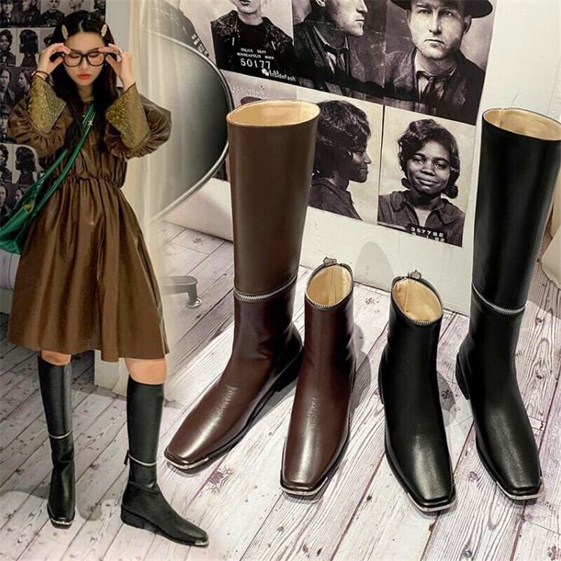 【新作】【送料無料】 メタルデコレーションツーウェアスクエアトゥレディースブーツブラックブラウンショートブーツウィンターレディースファッションロングブーツ 靴 シューズ 冬物 スクウェア 10b324629534338
