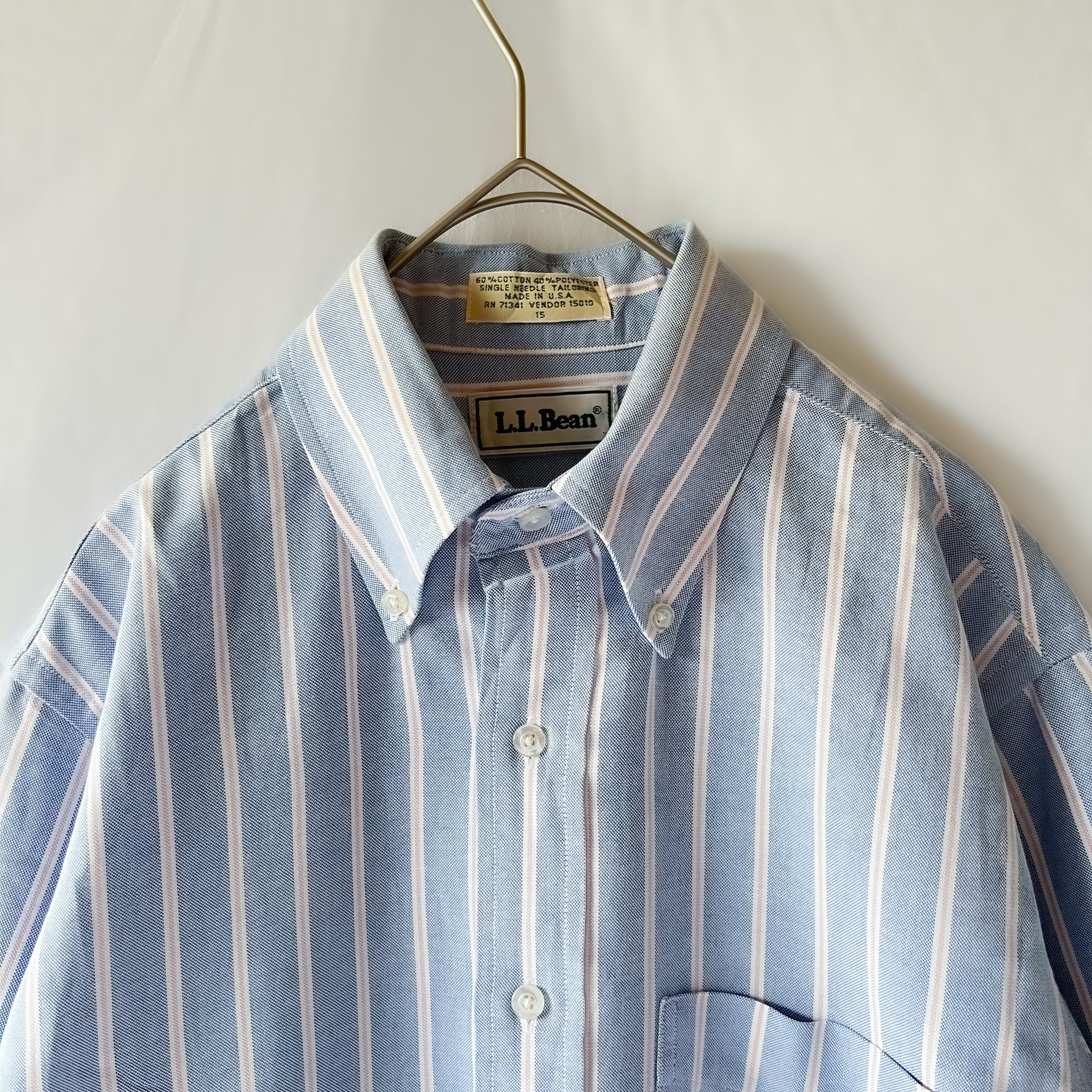 80s 〜 90s L.L. Bean blue stripe B.D. shirt made in usa エルエルビーン  ボタンダウンストライプシャツ 80年代 90年代 | anti knovum（アンタイノーム）