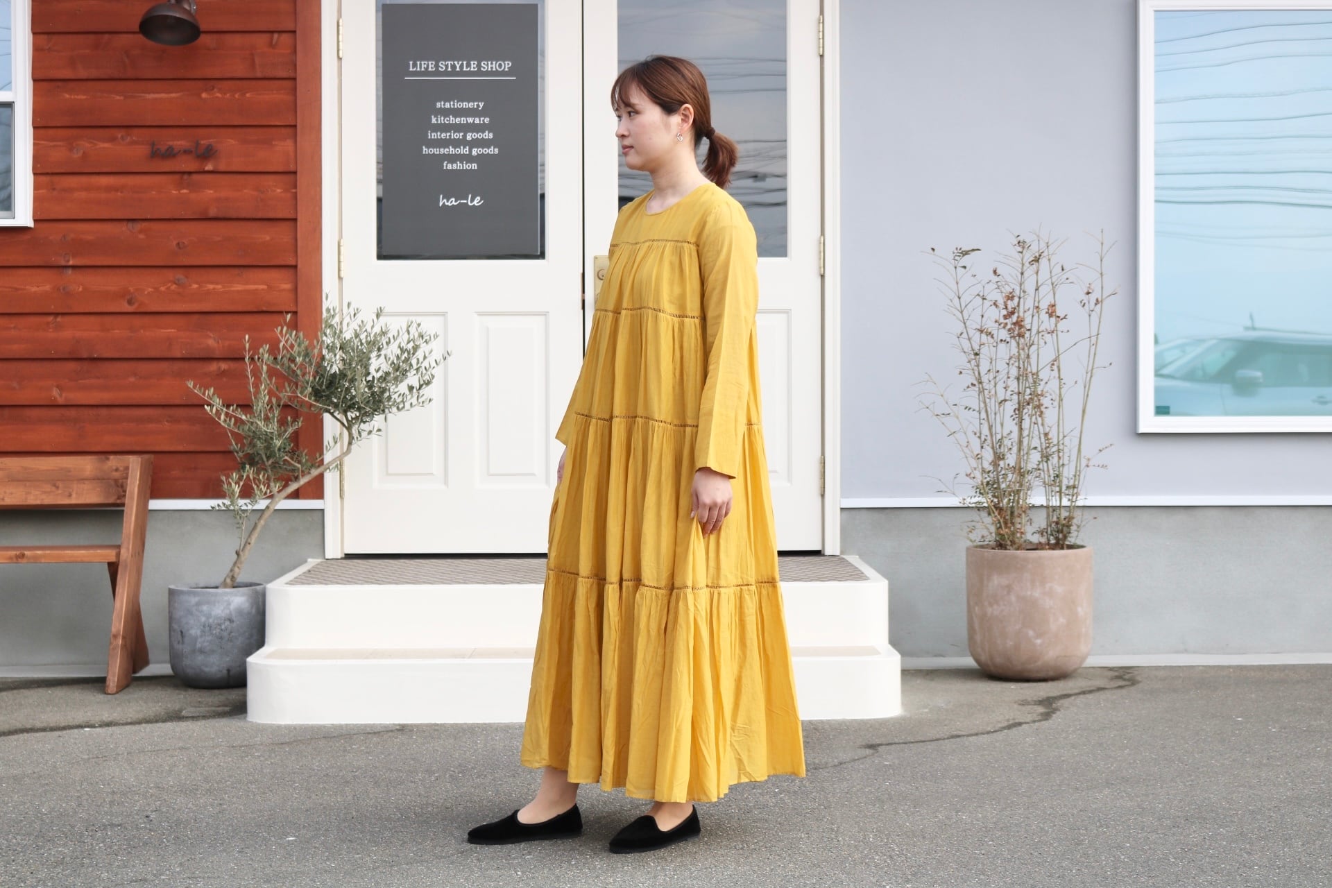 ヌキテパ　cotton voile tiered maxi dress