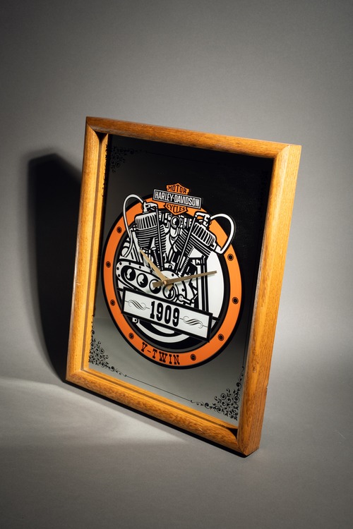Official Harley-Davidson Vintage Clock Pub Mirror Wall Clock