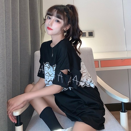 ✞ Tシャツ バックレース半袖スリーブトップス ショート ステッチ ✞ゴスロリ SM ミリ 甘ロリ クラロリ 和ロリ エレガント 黒ロリ 姫ロリ 華ロリ BB-BB9507804