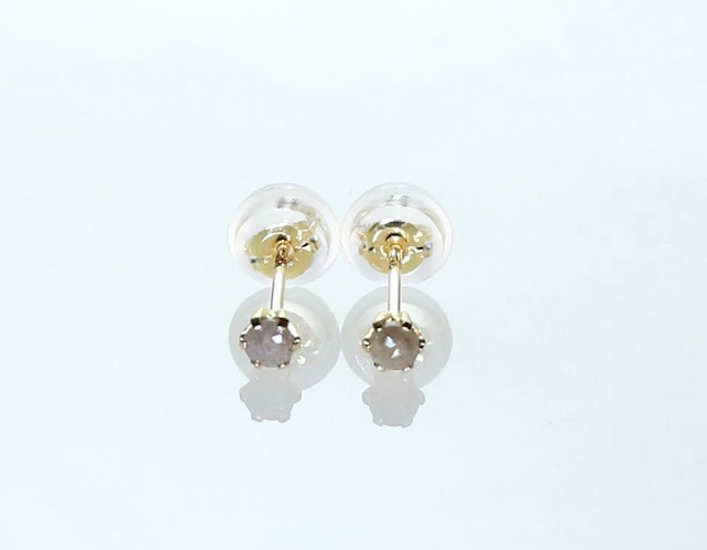 K18YG ローズカットダイヤモンドピアス 0.14ct