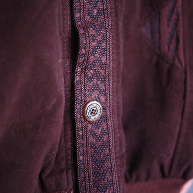 "fake suede × knit" crazy pattern blouson type 4b cardigan