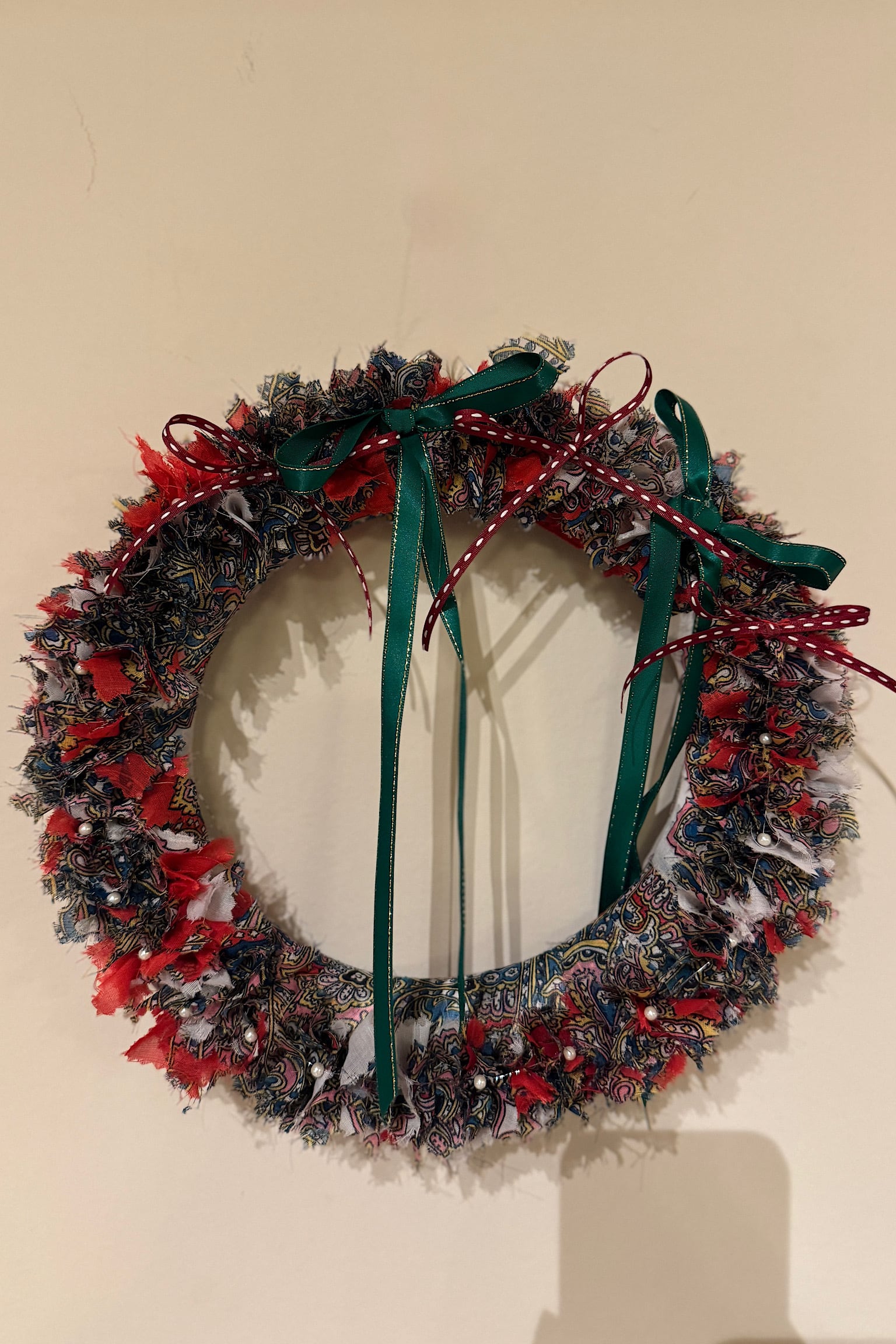 Christmas vintage scarf wreathe