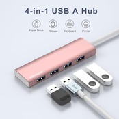 ANYPUS USB ハブ、4USBポート 増設アルミニウム合金超スリムUSB 拡張、5Gbps高速転送usbハブ 3.0、USB 分岐Macbook/iMac Surface Pro/Mac Pro/PC/XPSなどに対応しています【ピンク】