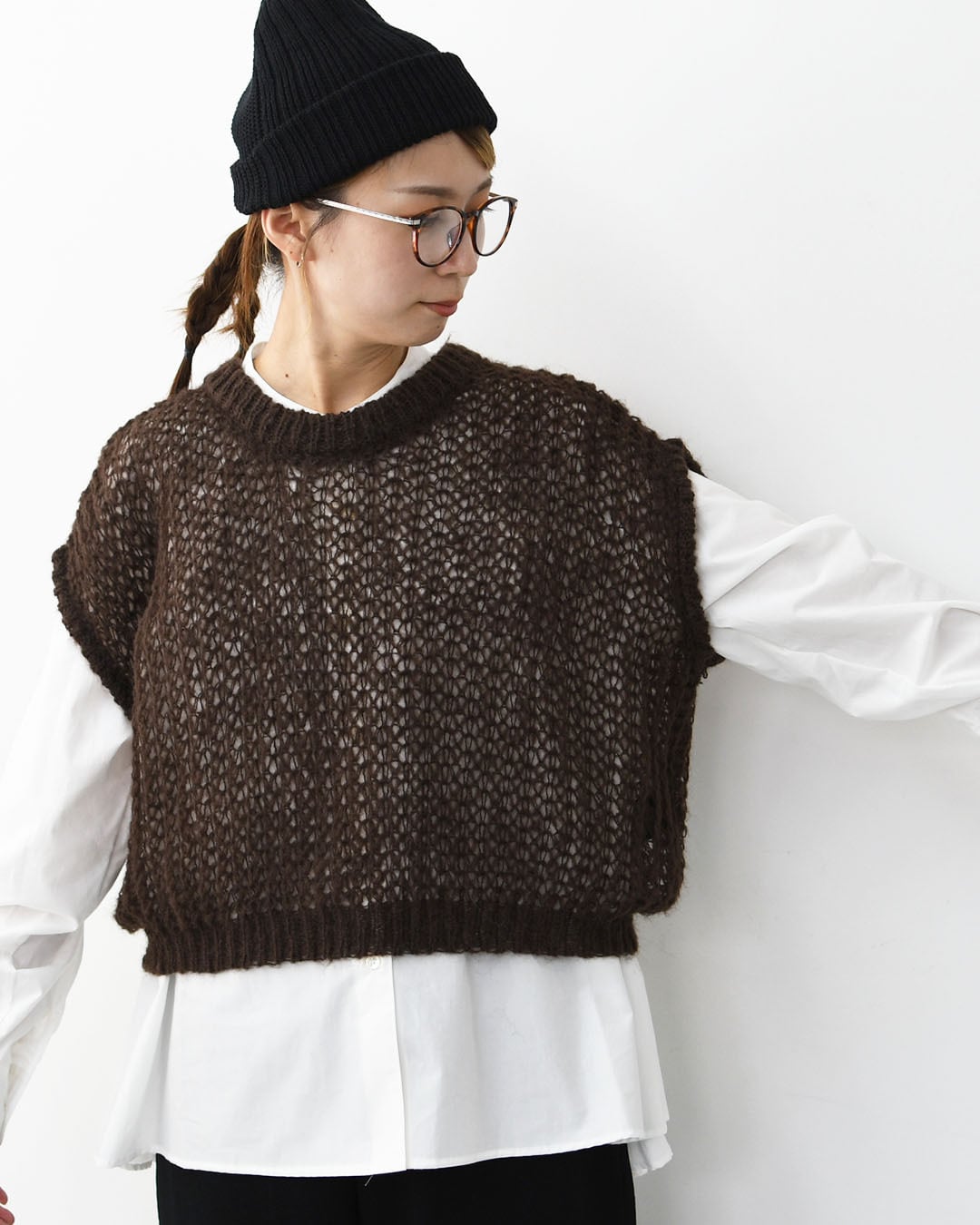 mizuiro ind [ミズイロ インド] hairly cocoon wide vest [3-220085