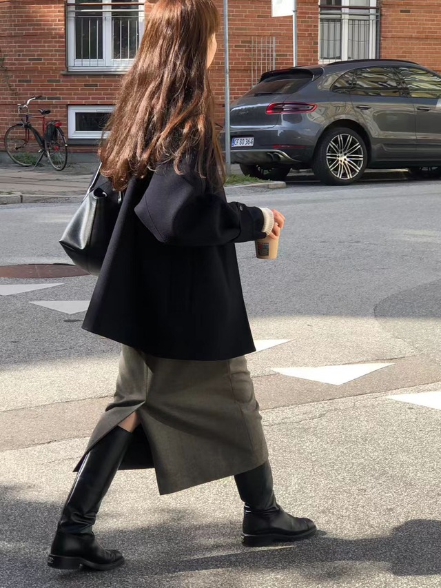 (OUNCE) cashmere half handmade coat / 2color