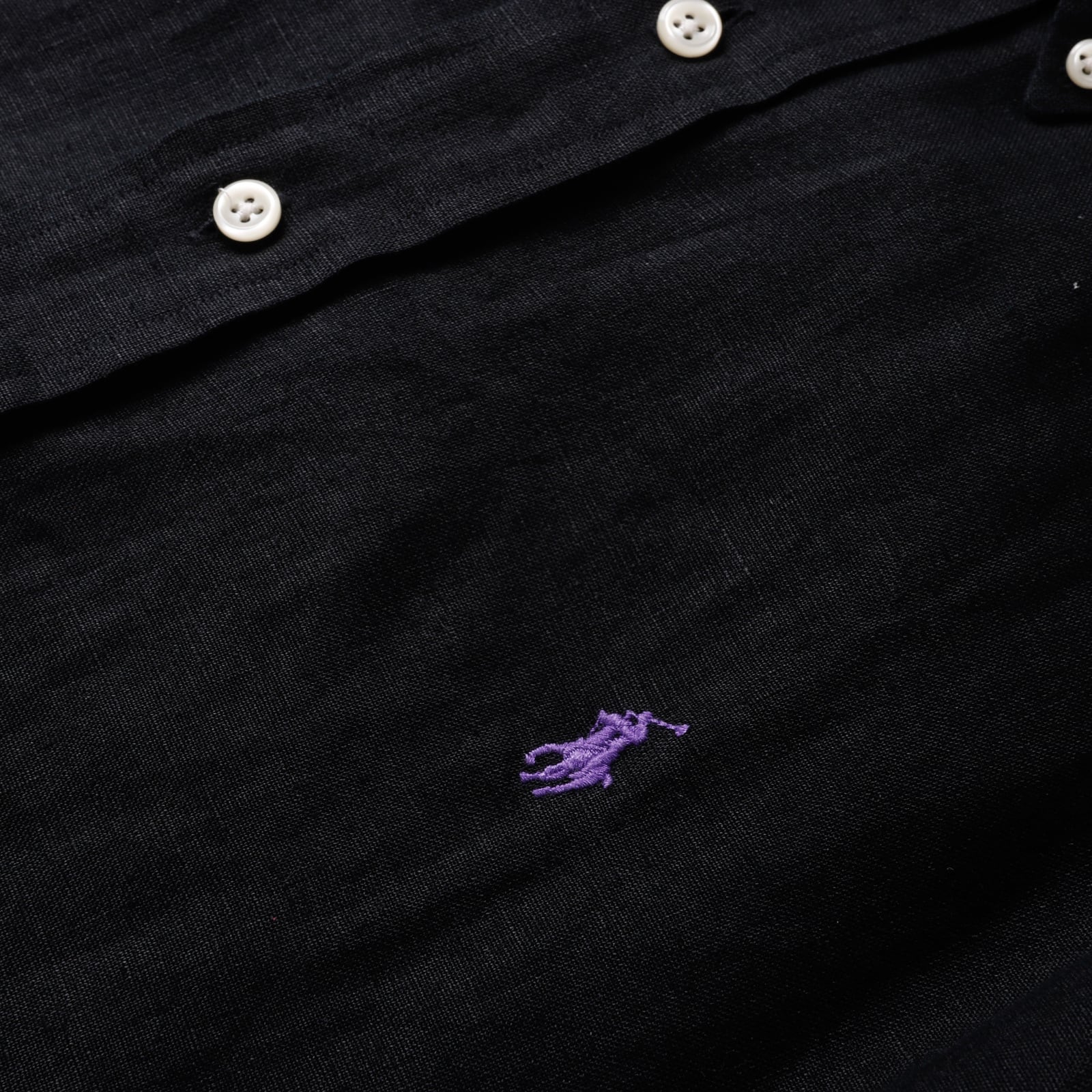 極美品】80s Ralph Lauren special linen shirt Black big size 