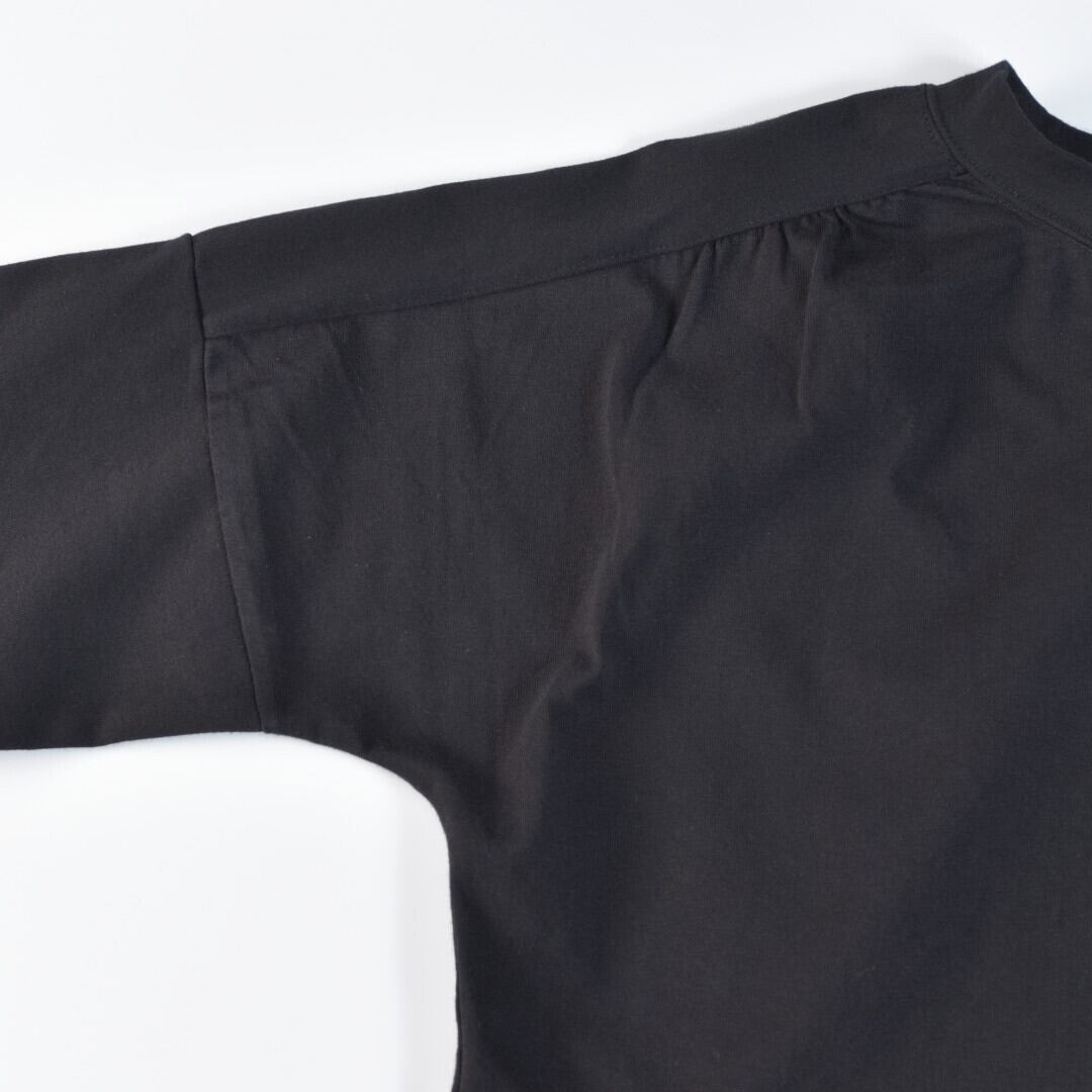 快晴堂 カイセイドウ Girl's 肩ギャザー7分袖Tシャツ・ブラック 毎シーズン、リピートをされる方が多いTシャツです