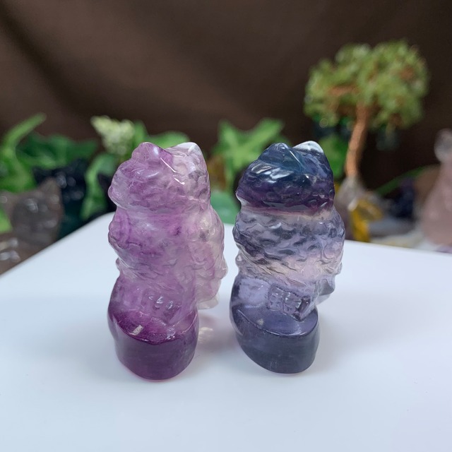 4.カラフルふくろうペアセット・フローライト