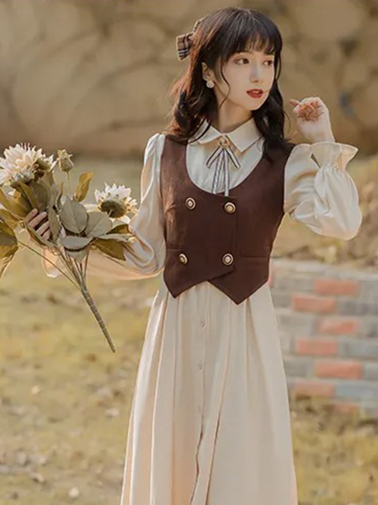 【0151】2sets Retro Style Long Sleeve Dress