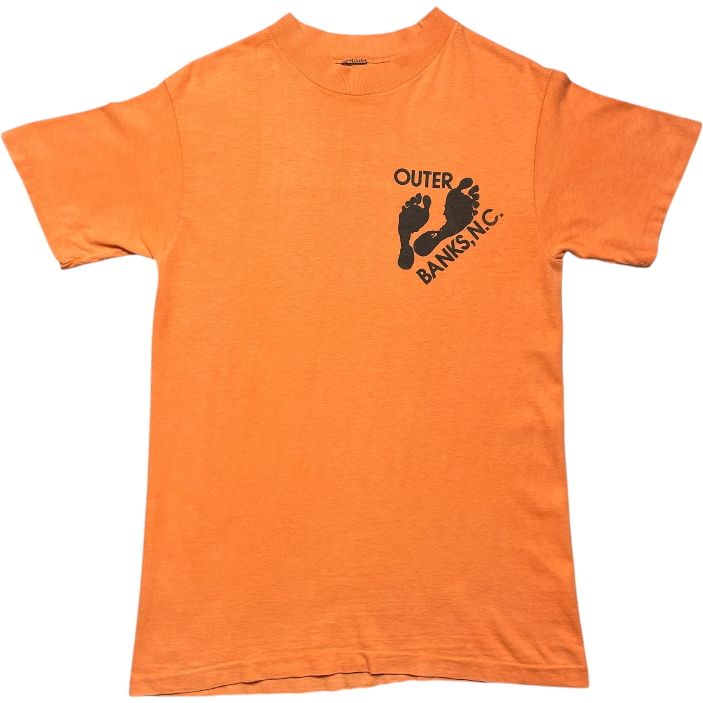 《M》 unknown Tシャツ ワンポイント アウターバンクス オレンジ シングルステッチ 90年代 vintage no.7150