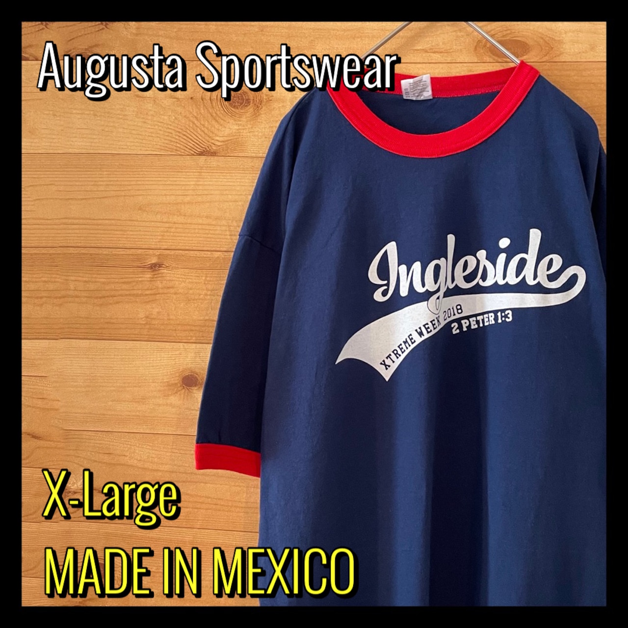 【Augusta sportswear】メキシコ製 トリム カレッジ Tシャツ アメリカ 古着