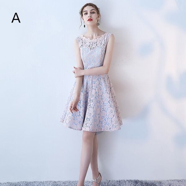 パーティードレス ワンピース ミニ丈 結婚式ドレス 袖あり 半袖 二次会