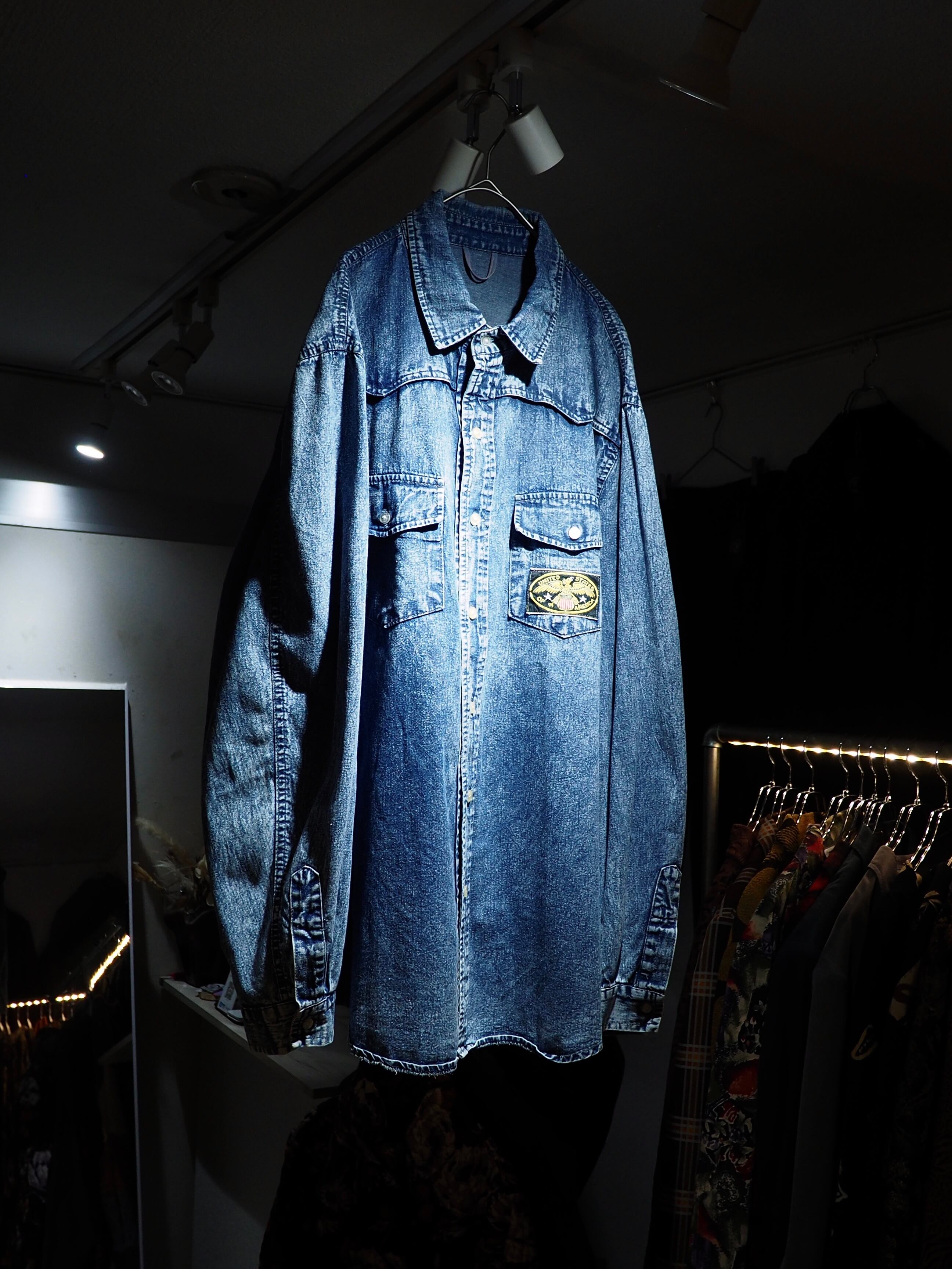 1980 - 90s " United States Of America " Eagle Embossed vintage loose Denim shirt