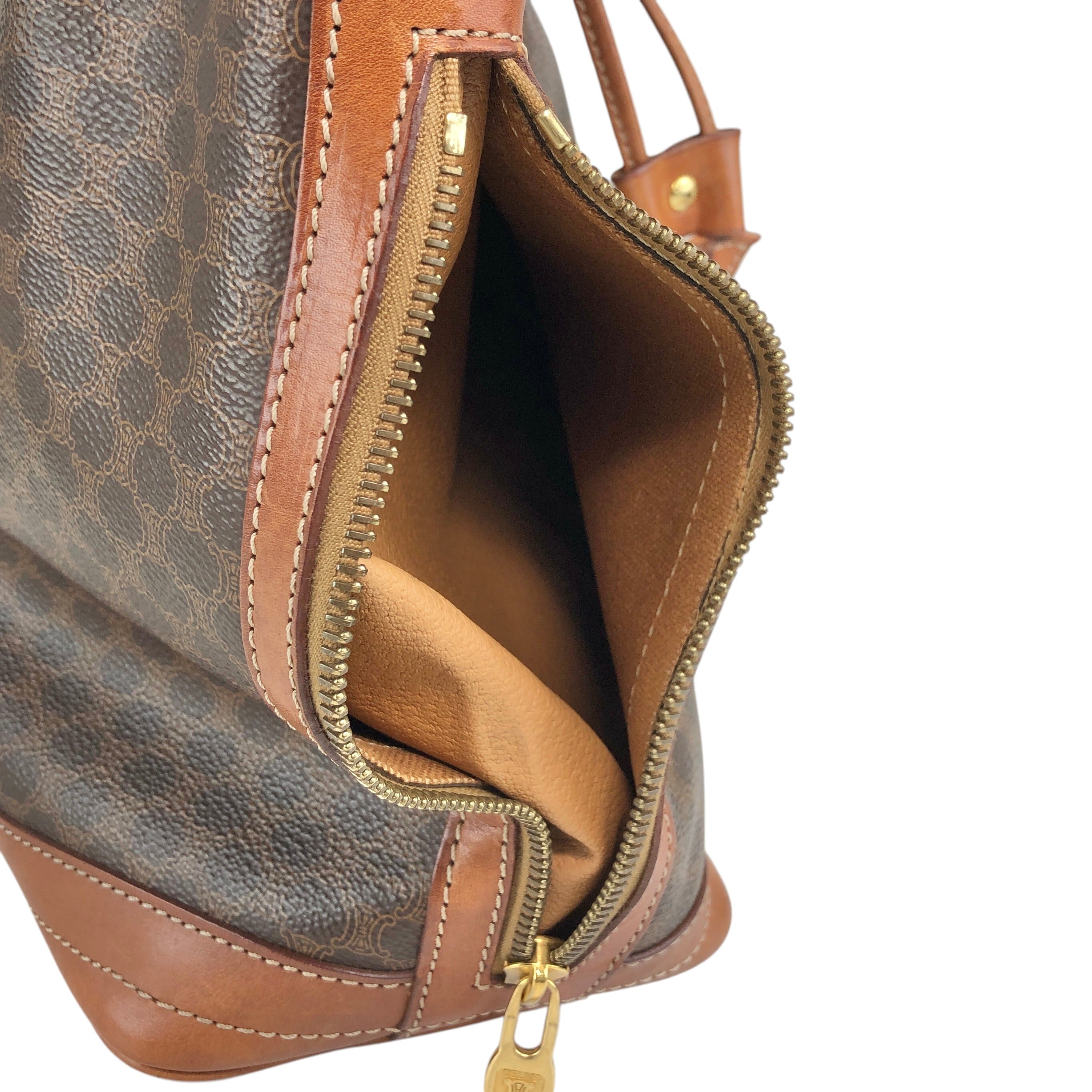 CELINE セリーヌ マカダム ショルダーバッグ ブラウン ブラゾン型押し