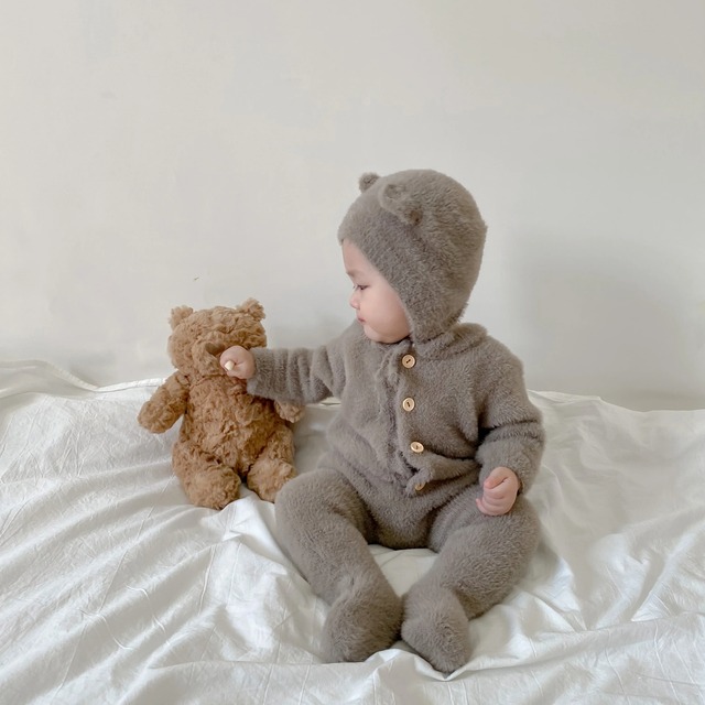 [取り寄せ]bear rompers with bonnet