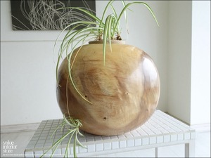 無垢材 プランツカバーerclΦ40cm 鉢カバー プランツポット 植木鉢カバー 樹鉢 木鉢 入れ物 ナチュラル 削り出し モンキーポッド