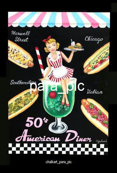 アメリカンダイナー（チョークアート）ポストカード | parapic