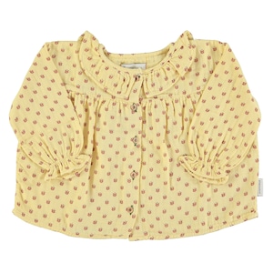 【即納】Round Collar Shirt ラウンドカラー ブラウス light yellow w/ little flowers｜piupiuchick ピウピウチック AW22 BM2202