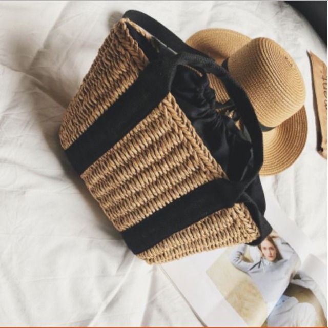 【送料無料】大人キレイな カゴバッグ 2way ショルダー 巾着スタイル★2色