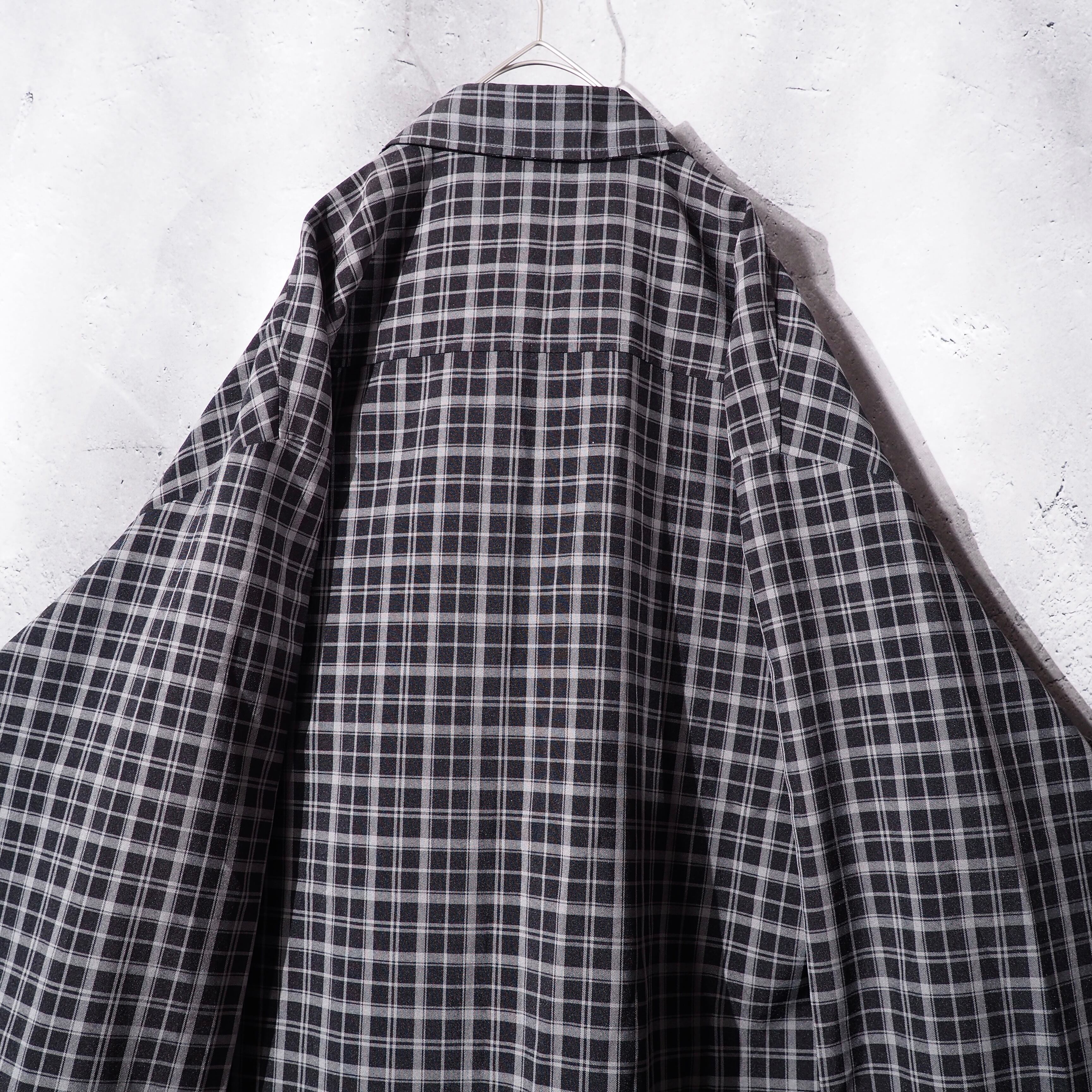 00s ” Balance street wear ” Dark check pattern Over silhouette Shirt