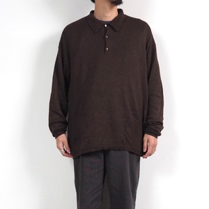 Silk×Cashmere knit polo shirt XL brown シルク×カシミヤ ニットポロシャツ ブラウン