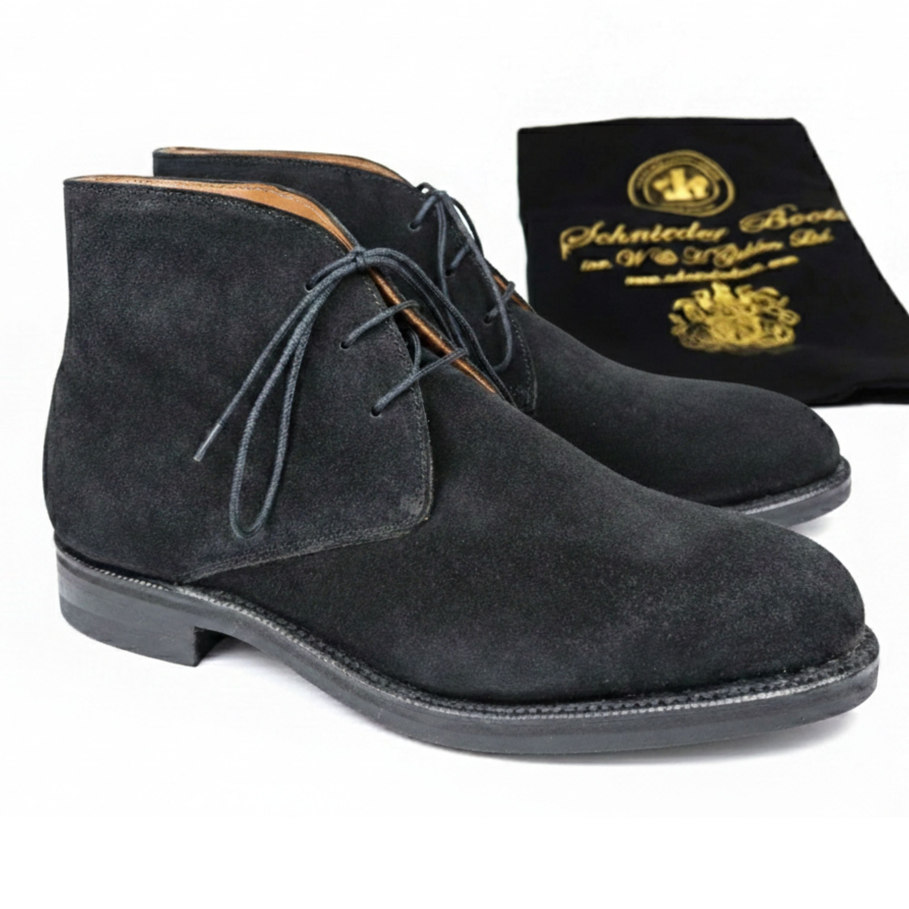 ★幻のレア・新品未使用★ シュナイダーブーツ スエードチャッカブーツ 別注モデル ブラック 52ラスト サイズ8 純正シューズBAG付属