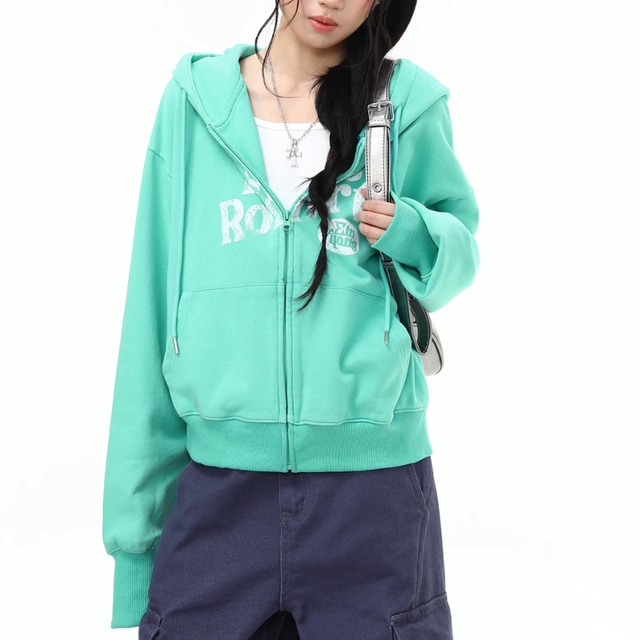 vintage logo color zip-up hoodie　ヴィンテージロゴカラージップパーカー　J2152