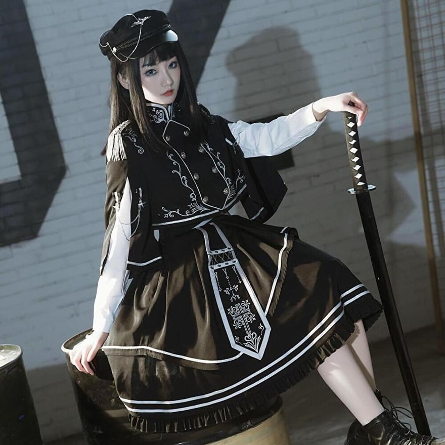 ミリタリーロリータ セットアップ 軍服×ケープ×ダブルブレスト｜WithU