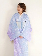 「星ふる海」❤︎本墨流し柄〜セオアルファ　浴衣・夏着物・単衣
