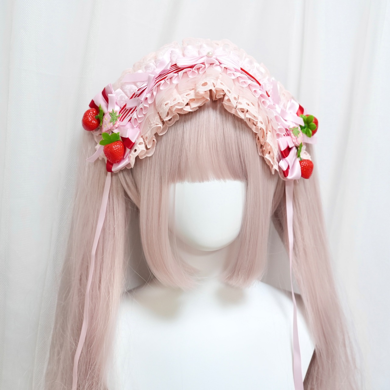 ♡【はじめてセット】ストロベリーパフェ ヘッドドレス&お袖留め3点セット ♡