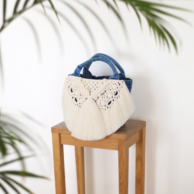 Denim Macrame Bag