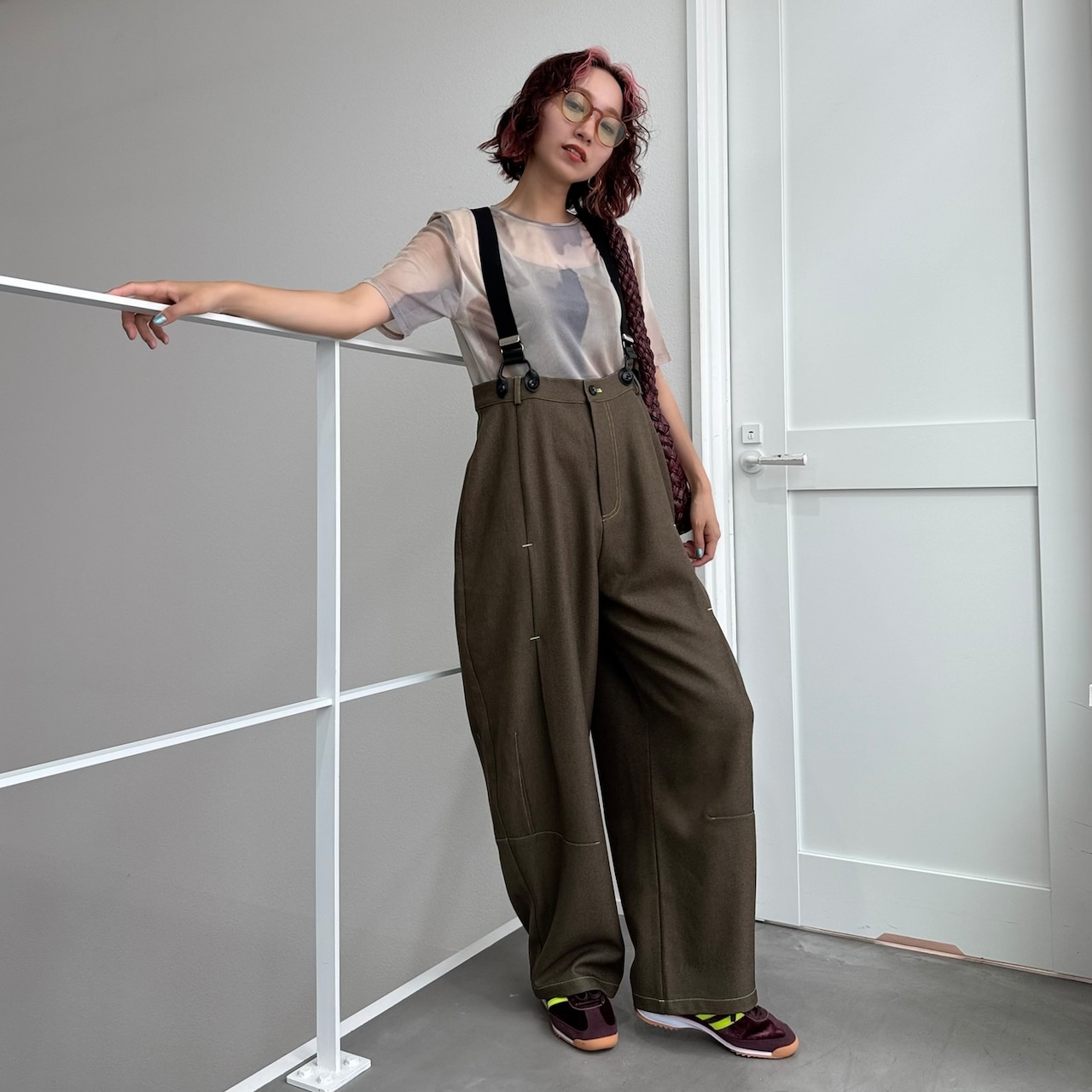 adjuster color stitch suspenders PT/moca