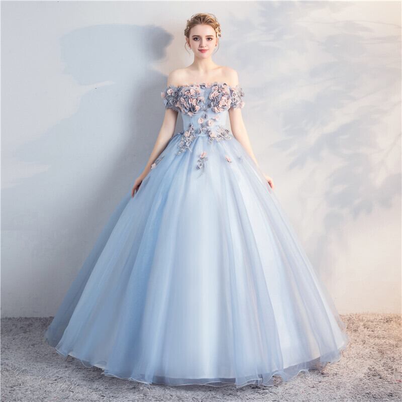 高品質! ウエディングドレス ピンク 華やか 贅沢 パール ラッパ袖 結婚式/披