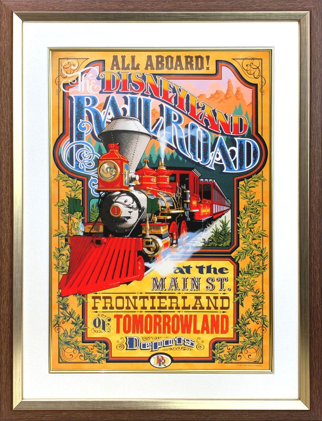 ディズニー テーマパーク「メインストリートUSA/ディズニーランド鉄道」展示用フック付ポスター