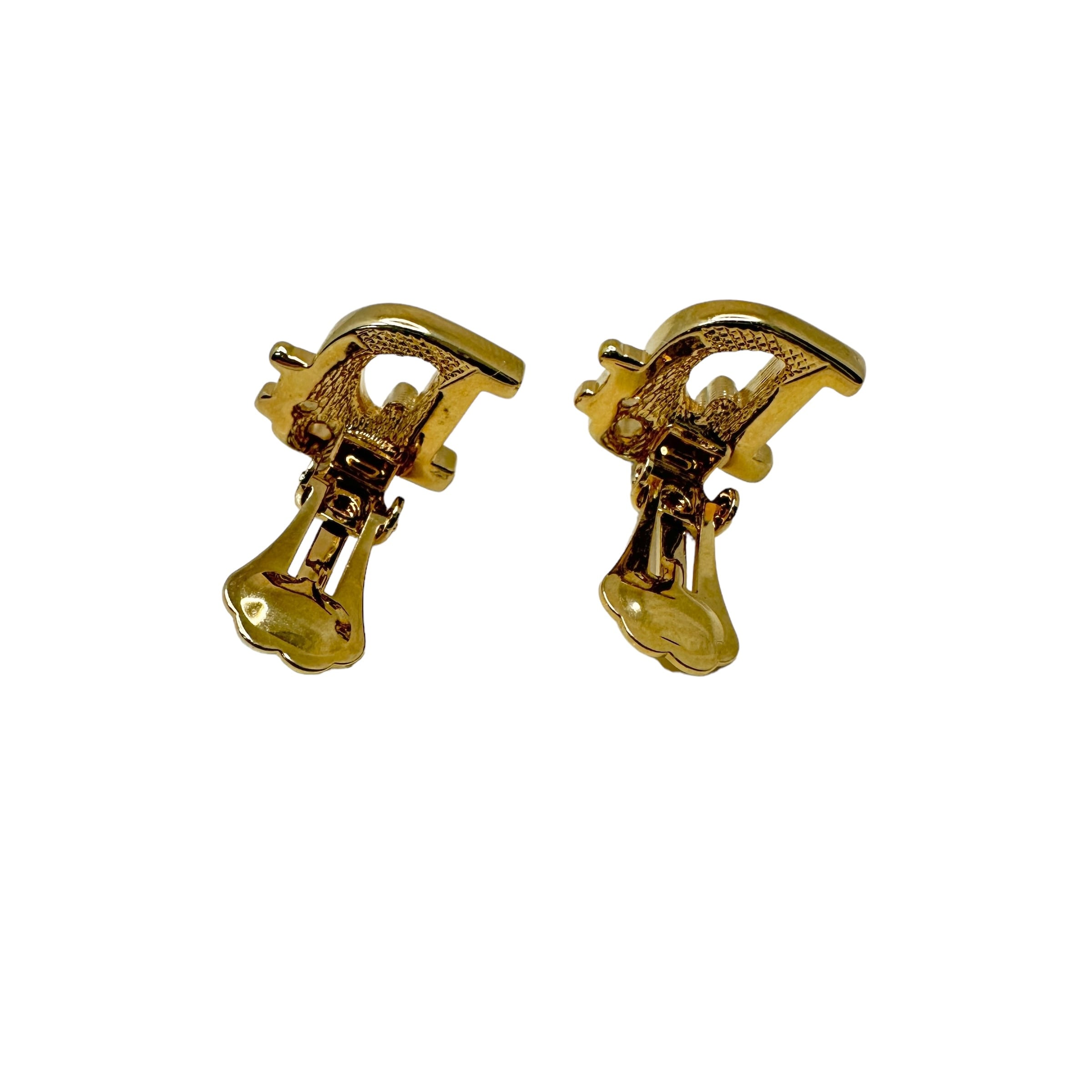 Christian Dior ディオール ロゴ ラインストーン イヤリング ゴールド