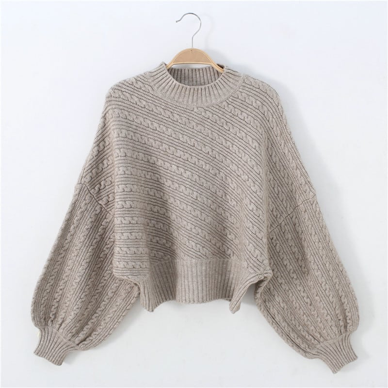 Lantern Sleeve Short Length Cable Knit TB-TO-0533